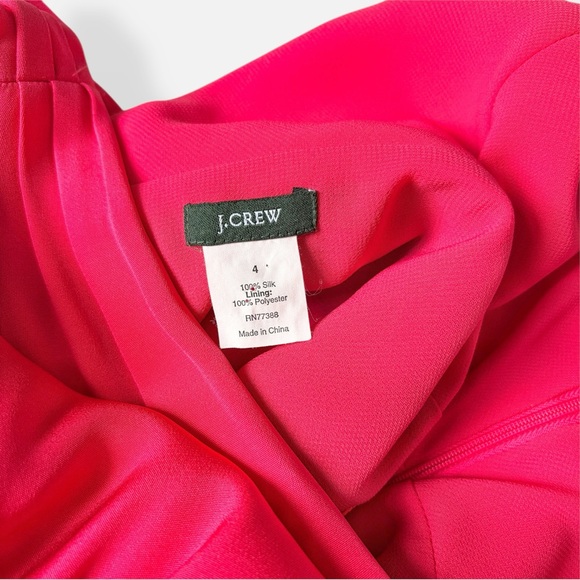 J. Crew Bright Pink Satin Silk Dress Y2K Size 4 - Picture 8 of 11